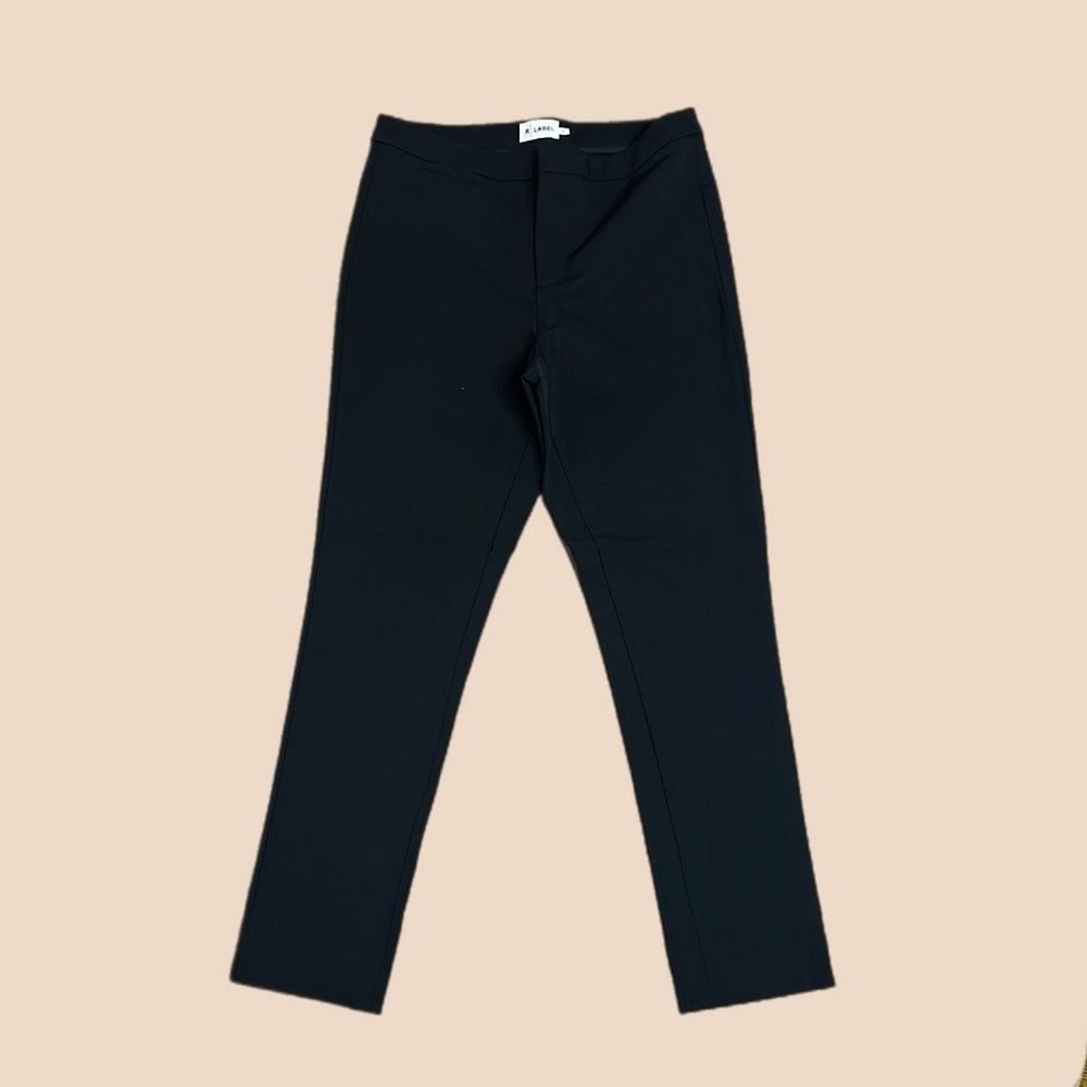 The Reset R Label Mid-Rise Cropped Slim Straight Leg Pants In Black Sz S
